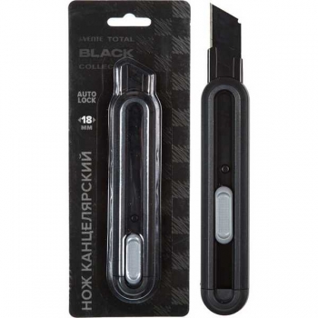 Нож канцелярский deVENTE 18 мм TOTAL BLACK металлич. направляющее арт.4090405