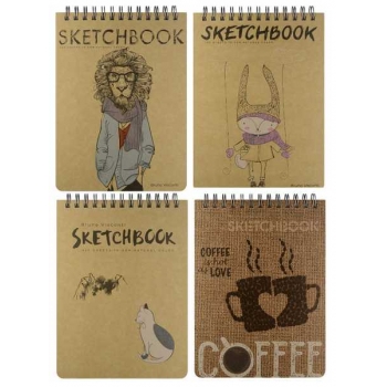 Скетчбук-блокнот 185*250мм 120л. на гребне Bruno Visconti SKETCHBOOK, 70г/м2, крафт, 4 вида арт.1-552/02