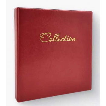 Альбом для банкнот и открыток 235*250 на кольцах, 20 сменных файлов, кожзам, красный  арт.2115.АК-202