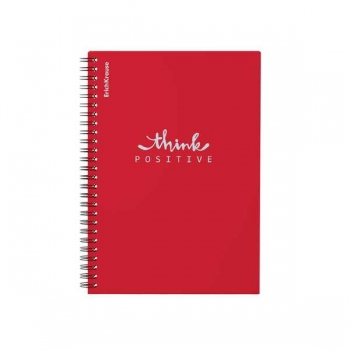 Тетрадь А5 80л в клетку на спирали ErichKrause Words, пластиковая обложка, красная арт.59521