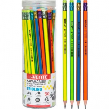 Карандаш deVENTE HB ч/гр. с ластиком, Triolino, пластиковый, трехгранный, заточенный арт.5031423