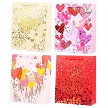 Пакет подарочный 18x23x8 см бумажный deVENTE Hearts 210 г/м2, ассорти 4 цв арт. 9041251
