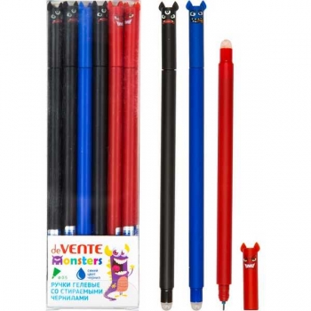 Ручка гелевая deVENTE Пиши-стирай Monsters, 0.5мм, с ластиком, ассорти, синяя арт.5051451
