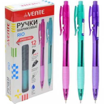 Ручка автоматическая deVENTE Rio, 0.7мм, Speed Pro, полупрозр. корп. с каучук. держателем, синяя арт. 5073457