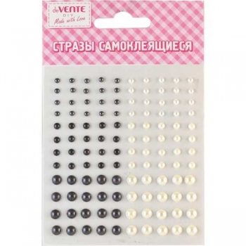 Наклейки-стразы акриловые deVENTE 9,5х10,5 см Жемчуг, пласт. пакет, белые/черные арт. 8004061