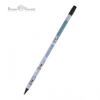 Карандаш Bruno Visconti HB ч/гр. с ластиком Kids Color. Енот,трехгранный,пластик. корпус арт.21-0072/07