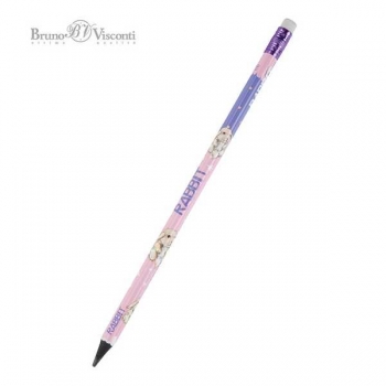 Карандаш Bruno Visconti HB ч/гр. с ластиком Kids Color. Кролик,трехгранный,пластик. корпус арт.21-0072/08