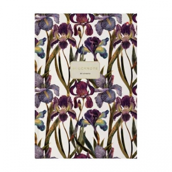 Блокнот А4 80л престиж FLORA.ИРИСЫ, клетка, тв. обл., глянц. ламинация арт.3-80-060/20