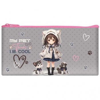 Пенал мягкий 220х120 мм, ткань, дизайн арт.ПМП 17-20 Аниме с питомцами