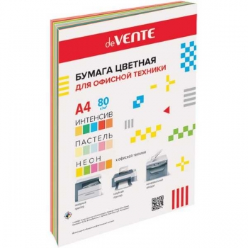 Бумага цв.офисная А4  30 л 80 г/м2 deVENTE MIX ассорти 15 цв. арт.2072421