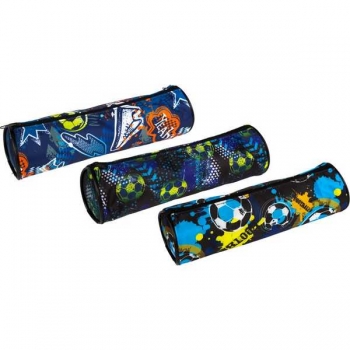 Пенал мягкий тубус 210х60х60 Attomex Football текстильный с рис., 3 дизайна ассорт арт.7021579