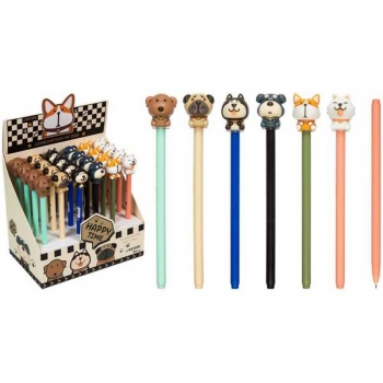 Ручка гелевая deVENTE Combination of Dogs, 0.5мм, подарочная с декоративным элементом, синяя арт.5051448