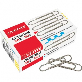 Скрепки deVENTE оцинкованные 50мм, гофрированные, в карт.коробке 50шт арт.4135312