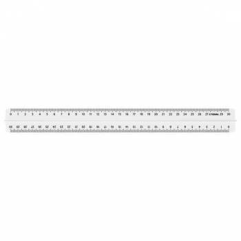 Линейка 30 см СТАММ с держателем, пластиковая, прозрачная, бесцветная арт.ЛН-32104