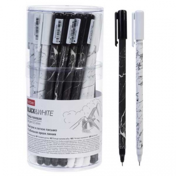 Ручка гелевая Hatber BlackWhite, 0.5, игольч. узел, корпус ассорти, черная арт.GP_087496