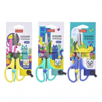 Ножницы Hatber 13.5 см детские Кис-Кис, с усилителем, ассорти, в картонном блистере с е/п арт.CS_072030