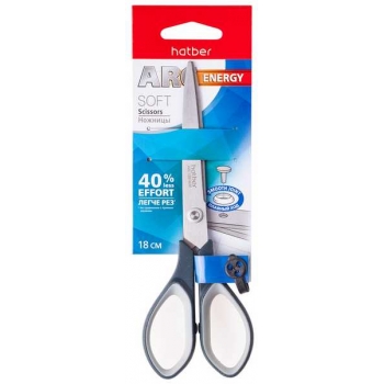 Ножницы Hatber START SOFT, 18см, в картонном блистере с е/п арт.SC_061314