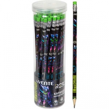 Карандаш deVENTE HB ч/гр. с ластиком, Robotic, трехгранный, заточенный арт.5032505