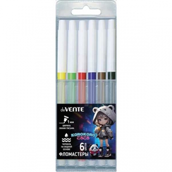 Фломастеры deVENTE 06 цв. в пластиковой упаковке Korokoro арт.5080520