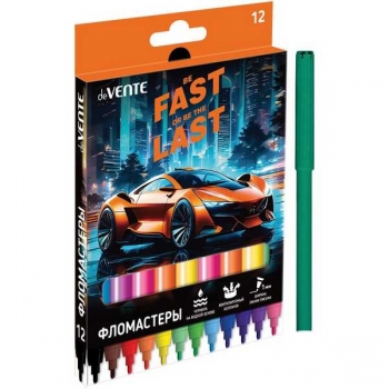 Фломастеры deVENTE 12 цв. в картонной упаковке Fast Or Last, арт.5081532
