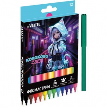Фломастеры deVENTE 12 цв. в картонной упаковке Korokoro, арт.5081530