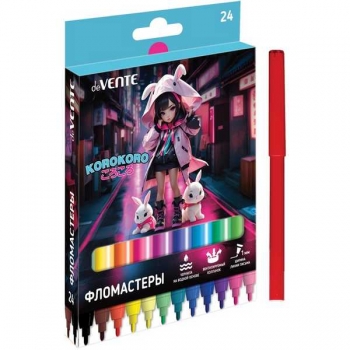Фломастеры deVENTE 24 цв. в картонной упаковке Korokoro, арт.5083530