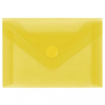 Папка-конверт А7 (105х74мм) на кнопке  СТАММ, 150 мкм, прозрачная, желтая арт. ММ-31723