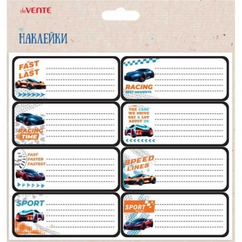 Наклейки для тетрадей deVENTE 40*96мм Fast Or Last, 8 дизайнов, блистер арт.8066522
