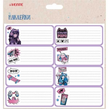Наклейки для тетрадей deVENTE 40*96мм Kawaii Mimi, 8 дизайнов, блистер арт.8066526