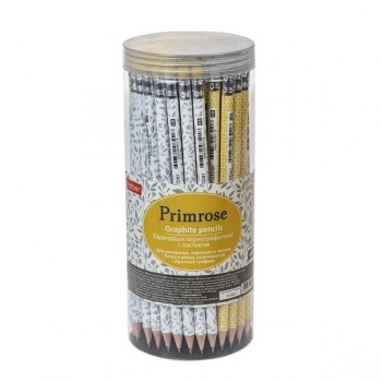 Карандаш Hatber HB ч/гр. с ластиком Primrose, круглый корпус, ассорти арт.BL_079533