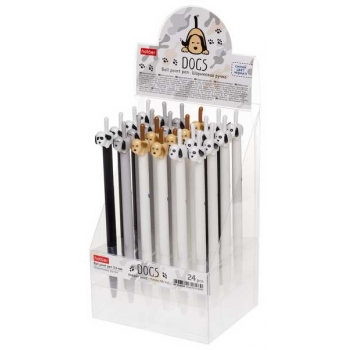 Ручка шариковая автоматическая Hatber Dogs, 0.6мм, чернила на масл. основе, корпус ассорти, синяя арт.BP_058659