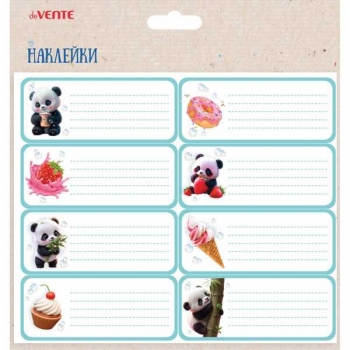 Наклейки для тетрадей deVENTE 40*96мм Yummy Panda, 8 дизайнов, блистер арт.8066521