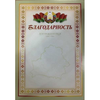 Благодарность А4 мелованная Награждается (гос. символика) арт.20с171.12