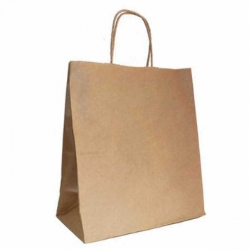 Пакет бумажный крафт 22х25х12см, крученые ручки, плотн. 90г/м2 арт.609762
