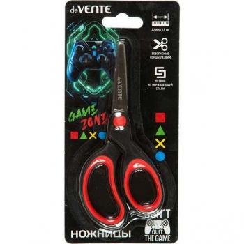 Ножницы deVENTE 13 см детские Gamer, с закругл. кончиками лезвий, прорезин. ручками, в карт. блис арт.8010509