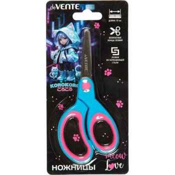 Ножницы deVENTE 13 см детские Korokoro, с закругл. кончиками лезвий, прорезин. ручками, в карт. блис арт.8010505