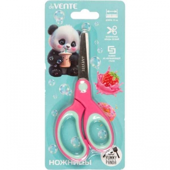 Ножницы deVENTE 13 см детские Yummy Panda, с закругл. кончиками лезвий, прорезин. ручками, в карт.блист арт.8010507