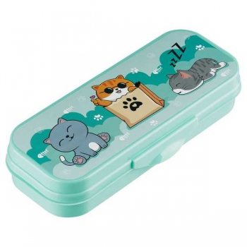 Пенал-футляр СТАММ Коты, 215*90*43 мм, бирюзовый арт.ПН-32107