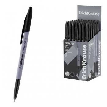 Ручка шариковая ErichKrause Slender Stick Grey, 0.7мм, игольч. узел, одноразовая, черная арт.63086