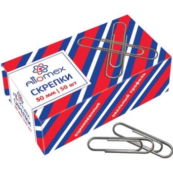 Скрепки Attomex оцинкованные 50мм, овальные, в карт.коробке 50шт арт.4135303