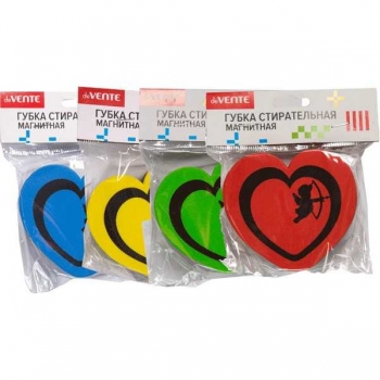 Стирательная губка для офисных досок d=9 см deVENTE Heart, в пластиковом блистере арт.6022705