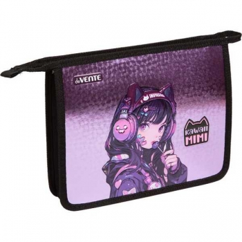 Папка д/тетр. А5 на молнии, картон/пластик, конгрев, фольга deVENTE Kawaii Mimi (240*198*45мм) арт.8056593