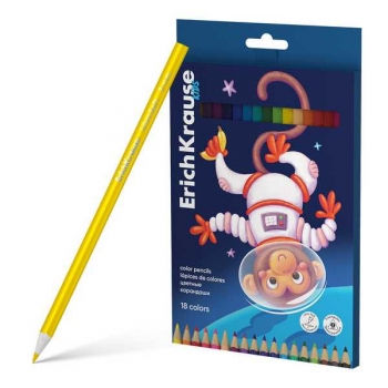 Карандаши ErichKrause 18цв Kids Space Animals трехгранные арт.61787