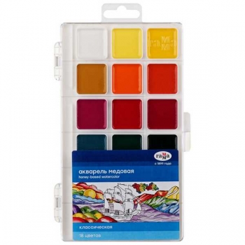 Акварель КЛАССИЧЕСКАЯ, 18цв, пласт. упк., б/к, европодвес арт.1009196
