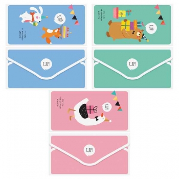 Конверт для денег 85*164мм MESHU Birthday friends глянц. ламинация, 3 дизайна арт.MS_65065