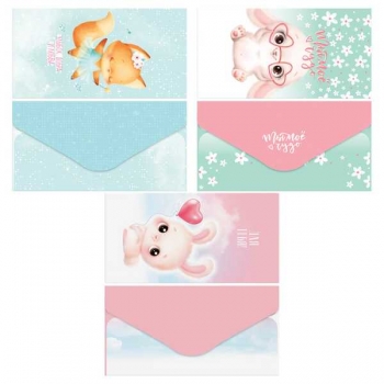 Конверт для денег 85*164мм MESHU Cute friends глянц. ламинация, 3 дизайна арт.MS_65066