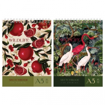Скетчбук-блокнот А5 60л. на гребне BG Тропики, 120г/м2, глянцевая ламинация арт.СА560гр_57137
