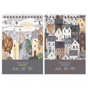 Скетчбук-блокнот А6 60л. на гребне BG Хюгге, 120г/м2, глянцевая ламинация арт.СА660гр_58070