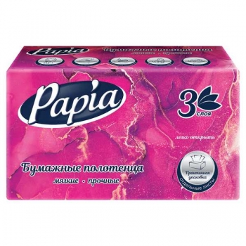Полотенца бумажные  PAPIA д/диспенсера H3, UNIT PACK, ZZ-сложения, белые, 3-слойные, 100 листов в упак. арт.5090823