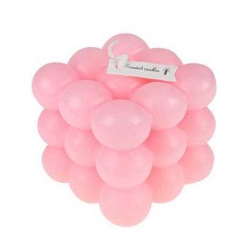 Свеча декоративная Геометрия с ароматом белого персика, 6,2*6,2*5,7см, розовая арт.УД-6199